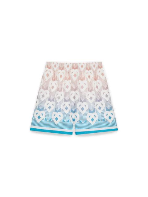 Gradient Heart Monogram Silk Shorts