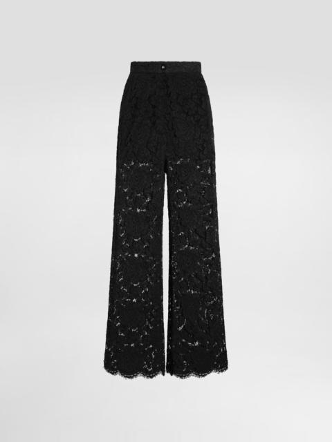 Flared branded stretch lace pants
