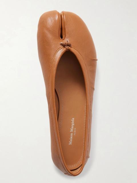 Tabi split-toe leather ballet flats Tan