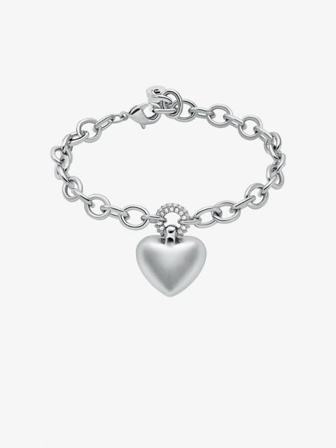 Pavé Puffy Heart Pendant Bracelet