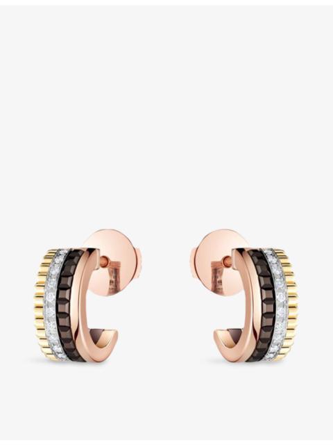 Quatre Classique Mini 18ct Yellow-Gold, White-Gold, Pink-Gold, PVD and 0.12 Diamond Hoop Earrings