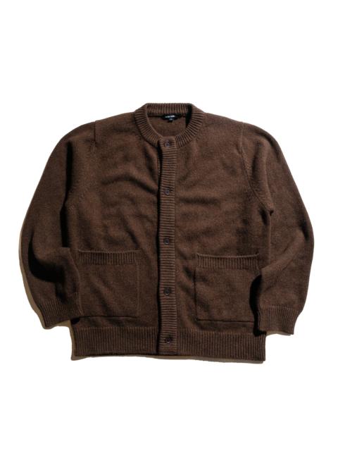 Crewneck Cardigan Undyed Yak Wool Dark Brown