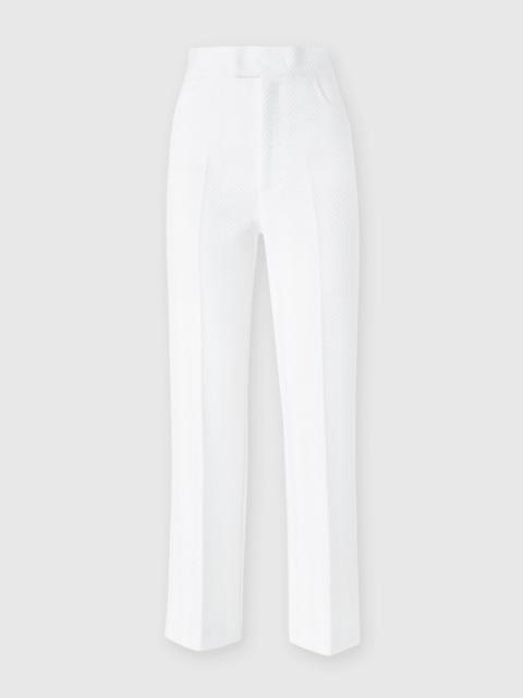 Classic trousers in cotton and zigzag viscose with cropped hem