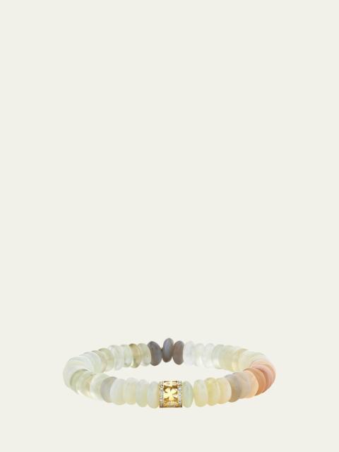 Lucky Rondelle on Multi Moonstone Smooth Rondelle Bracelet
