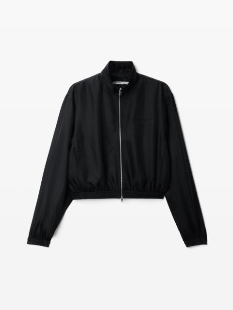 Silk Twill Cropped Track Jacket