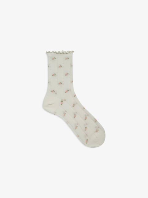 Pointelle Floral Crew Socks
