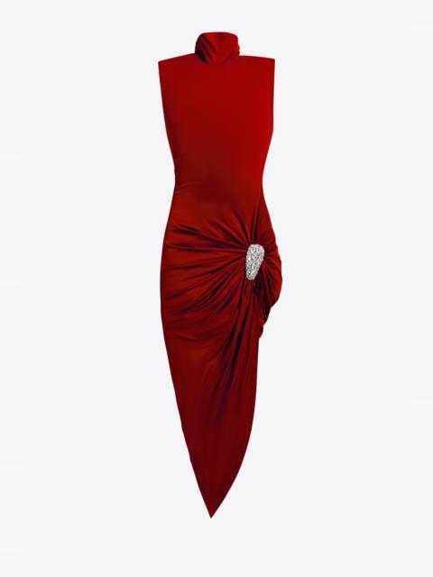 CRYSTAL CLUSTER DRAPED MIDI DRESS