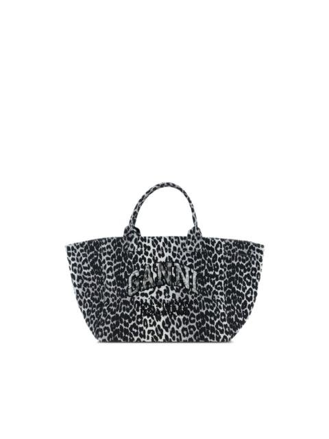 Leopard Sequin XXL appliqué tote bag