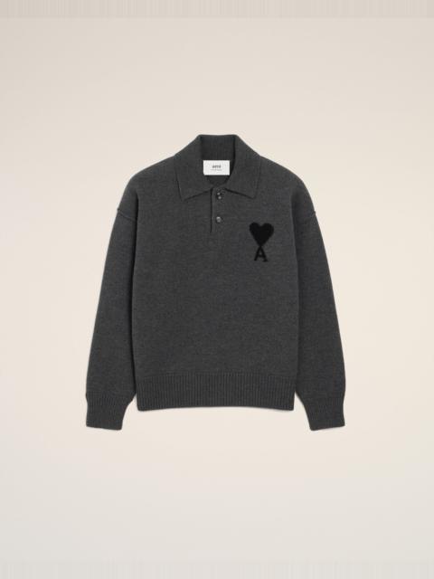 GREY WOOL AMI DE COEUR POLO