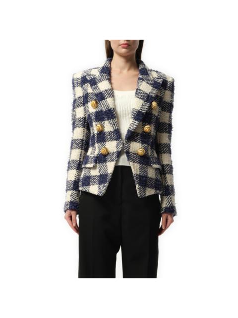 6 Button Tweed Jacket in Marine/White