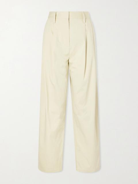 Taya Pleated Cotton-blend Straight-leg Pants