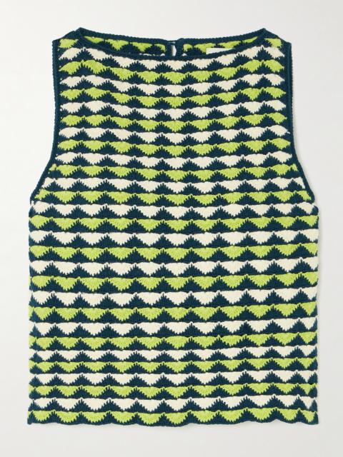 Motupe Cropped Scalloped Crocheted Cotton Top