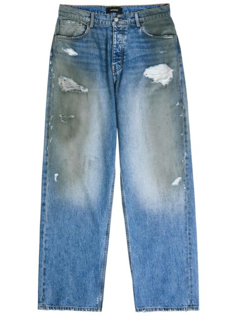 Nahmias Dirty Wash Distressed Straight-leg Jeans