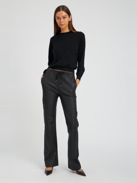 BLACK LEATHER STRAIGHT LEG PANTS