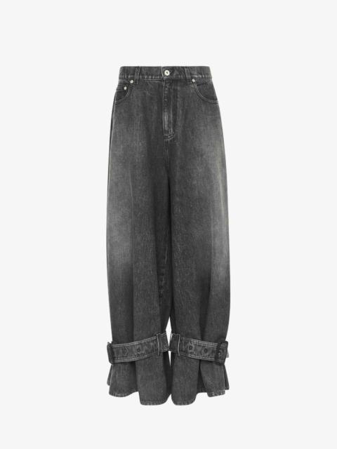 BUCKLED CUFF DENIM JEANS