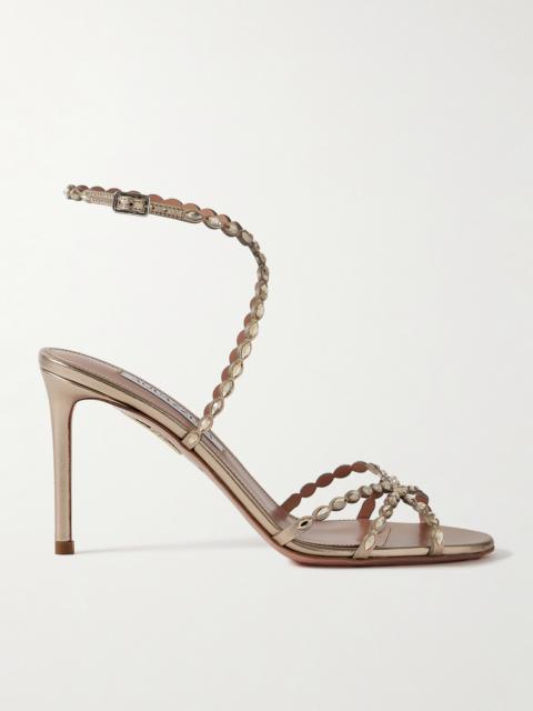 Love Struck 85 Crystal-embellished Metallic Leather Sandals
