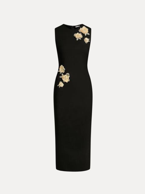 BROOCH EMBROIDERED COCKTAIL SLEEVELESS DRESS