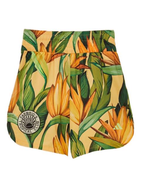 floral-print elastic-waist shorts