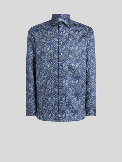SHIRT IN COTTON SATIN WITH PAISLEY FOLIAGE MOTIF
