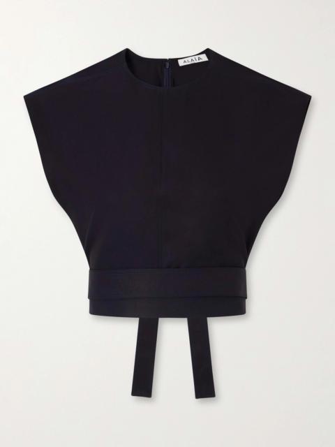Belted Cropped Cotton-gabardine Top