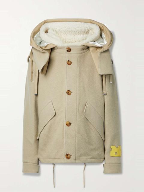 Hooded fleece-lined wool coat