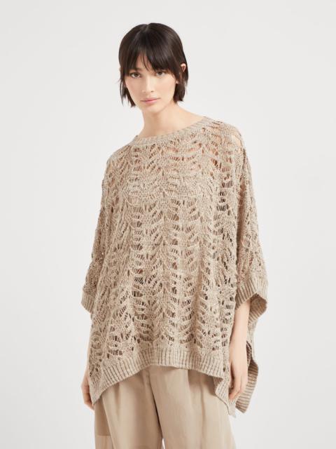 Foliage lace knit poncho in linen and silk Diamond yarn
