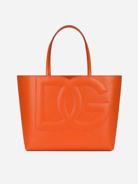 Medium calfskin shopper with logo