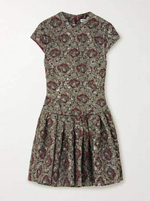 Elowen Pleated Metallic Jacquard Mini Dress