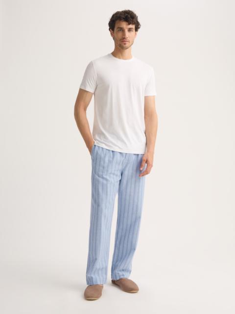 Men's Lounge Pants Arran Brushed Cotton Blue Herringbone Stripe