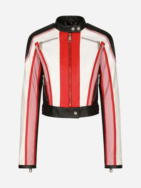 Multi-color leather jacket