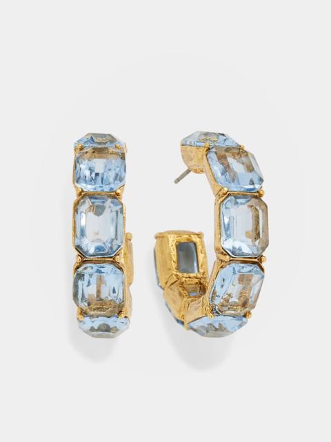 Baguette Crystal Hoop Earrings, Watermelon/Rainbow