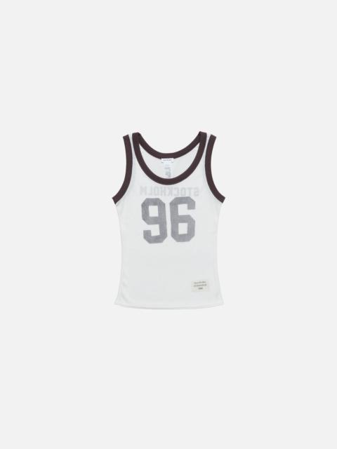 Sheer logo tank top - Brown/white