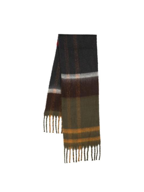 tartan-check knit scarf