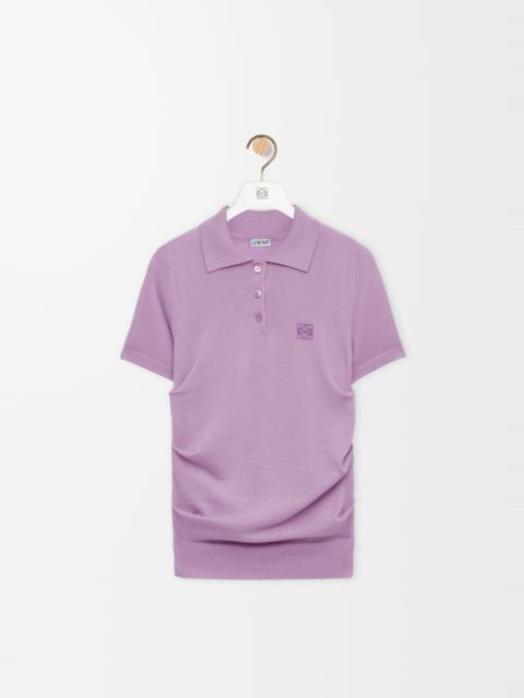 Short sleeve polo sweater in cashmere and silk