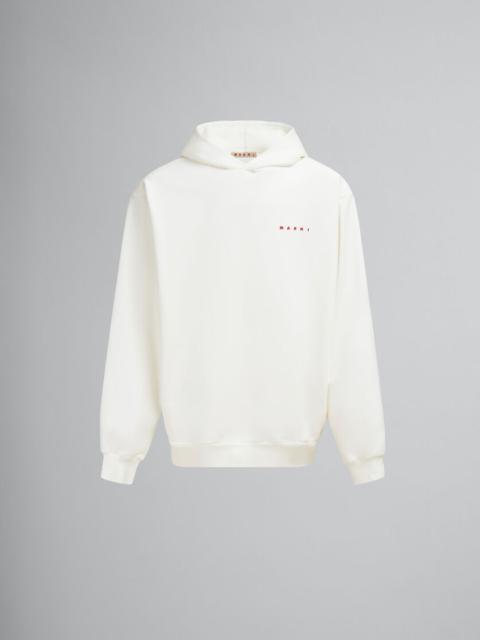 WHITE ORGANIC COTTON HOODIE WITH WRINKLED MARNI LOGO