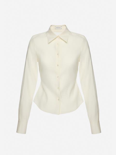 Tailored wool and silk shirt in cream