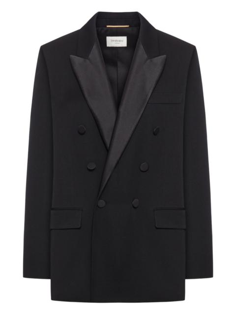 satin-lapels double-breasted blazer
