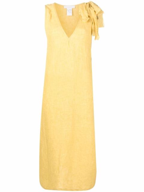 longline V-neck linen top