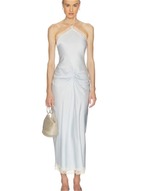 Viscose Satin Dress With Lace