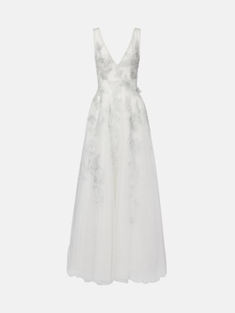 Bridal open-back beaded tulle gown