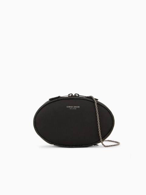 ROUND, SATIN CLUTCH BAG