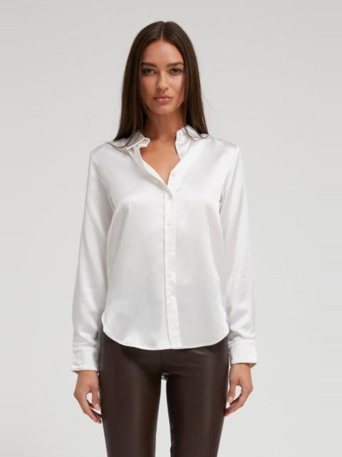 WHITE SILK SLIM BUTTON DOWN