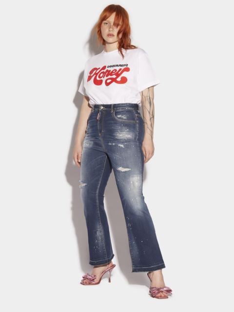 HONEY DARK WASH HIGH WAISTED BELL BOTTOM JEANS