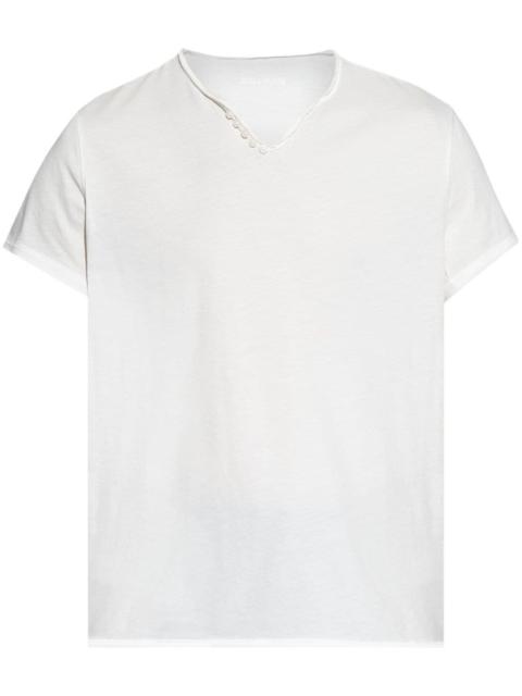 Henley-neck cotton T-shirt