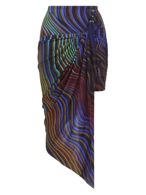 WAVE PRINT ASYMMETRIC SKIRT BLUE/LIME