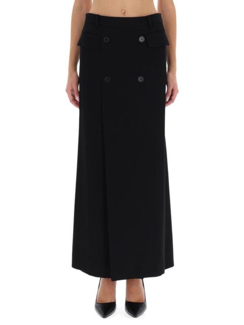 Balenciaga Tailored Viscose-Wool Skirt — Black
