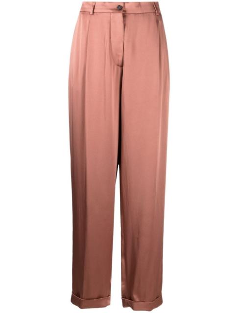 wide-leg satin trousers