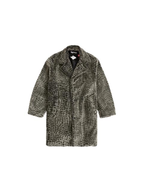 Supreme Croc Faux Fur Overcoat Black