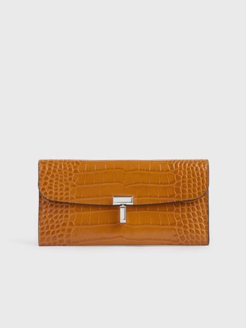 T-lock croco-embossed wallet tangerine