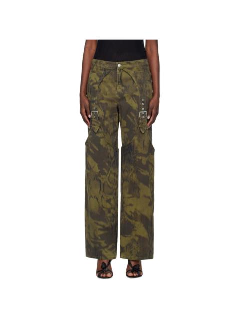 Khaki Pattern Denim Trousers